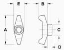 T-Knob Mouse Ear Dimensions